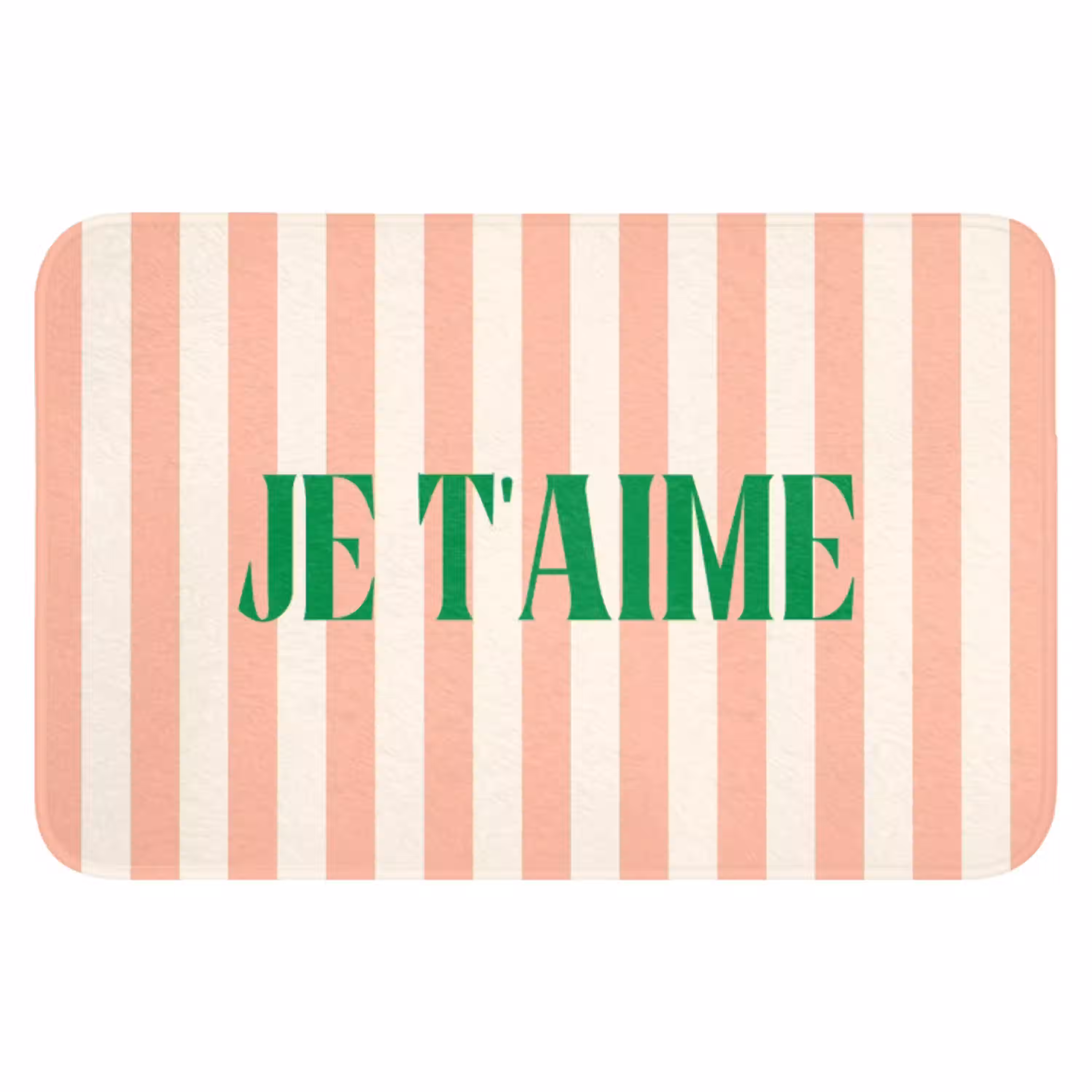 Zachtroze - Groen - Strepen - Je t'aime WCmat klein -3d