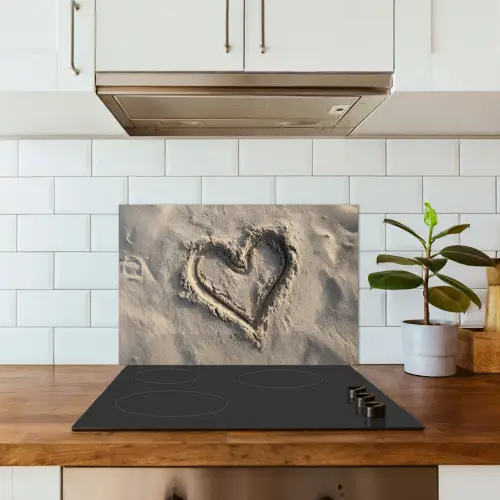Hartvorm - Getekend - Beige - Zand keuken achterwand spatscherm klein -sfeer2