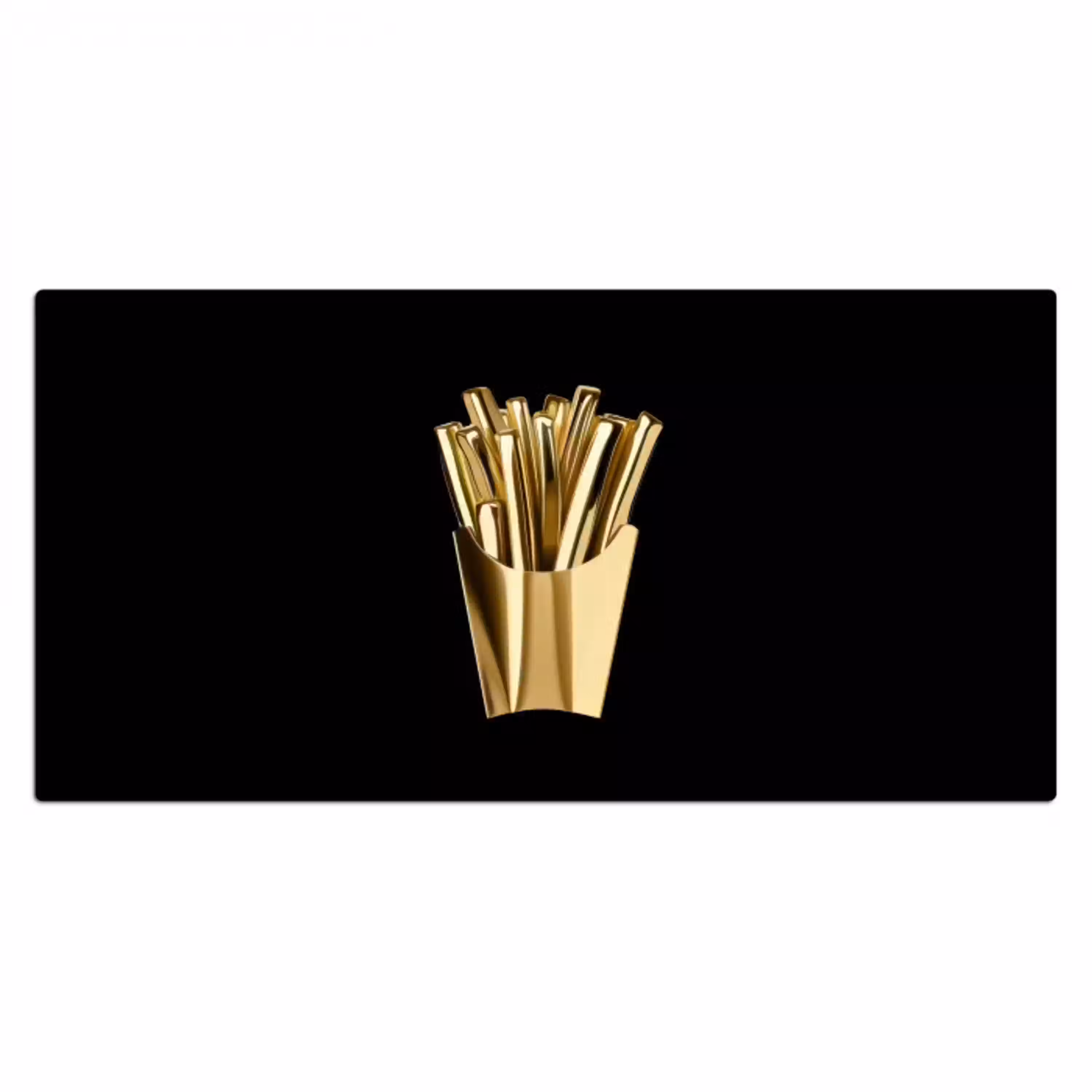 Friet - Goud - Chrome - Eten Muismat XXL klein -3d_leeg