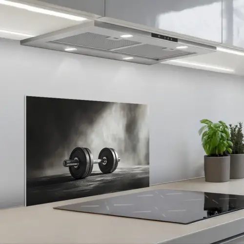 Halter - Gewichten - Zwart keuken achterwand spatscherm klein -3d_schuin
