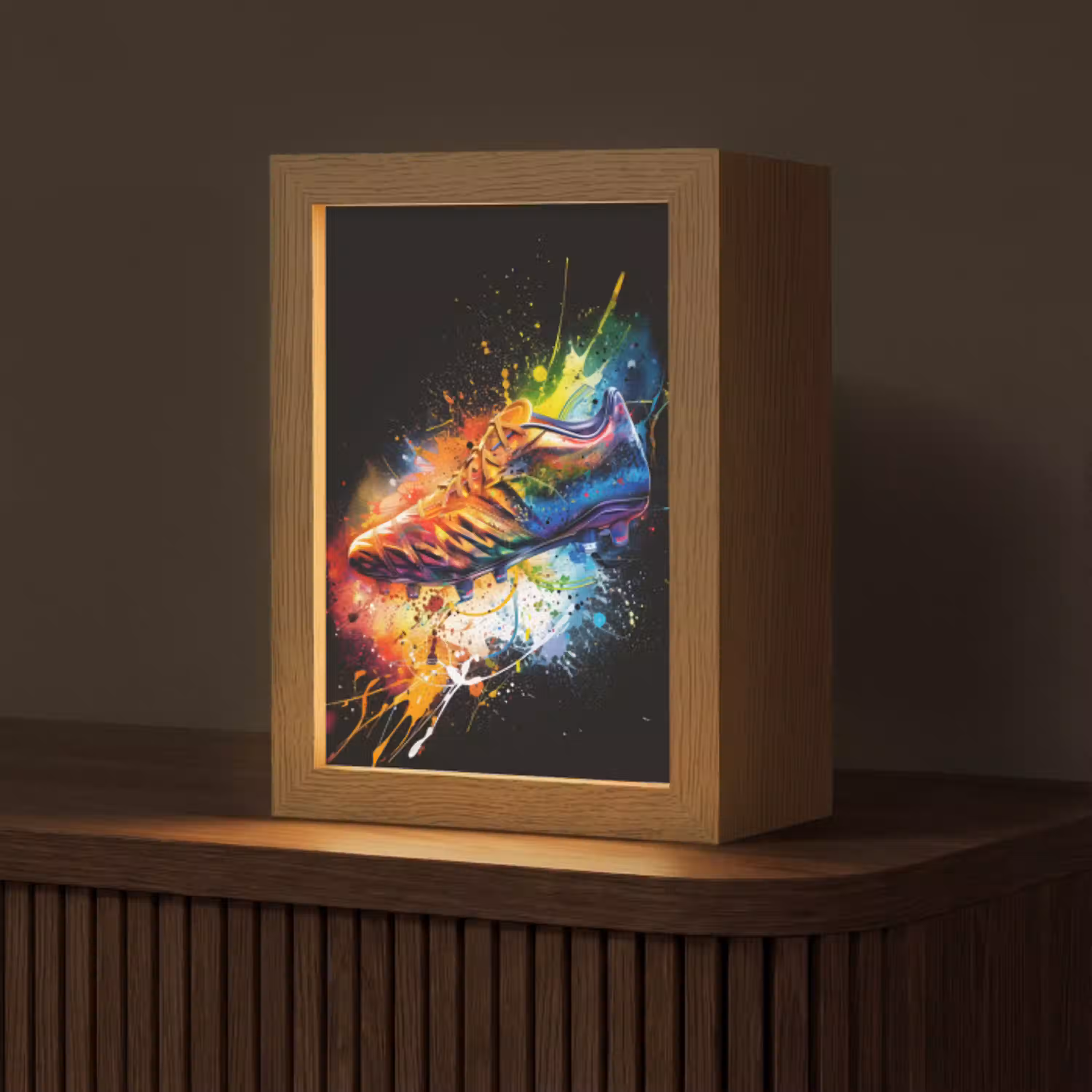 Graffiti - Sport - Voetbal - Schoen - Verf Light Box met kabel (Tafellamp) klein -z3d_website