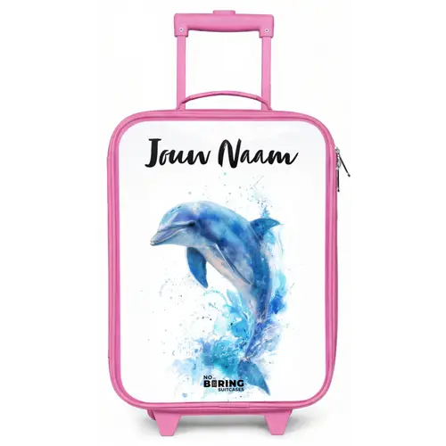 Springende blauwe dolfijn Kinderkoffer - Roze klein -zz3dotto