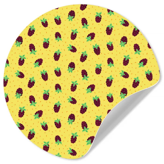 Geel - Frambozen - Patroon Wandcirkel behangsticker klein 186 -3d