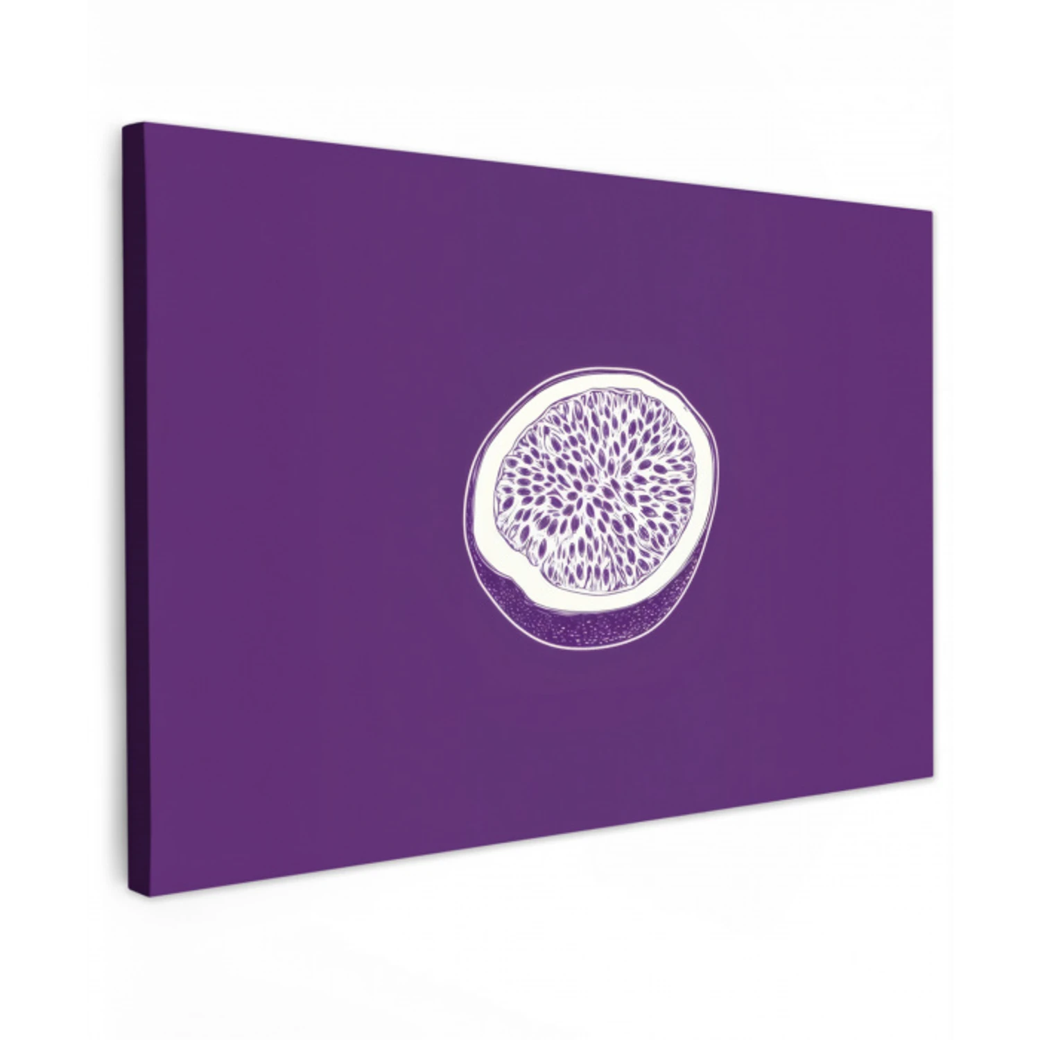 Passievrucht - Zaadjes - Paars - Minimalistisch Tuinposter op houten frame 2 cm dik klein -3d