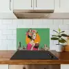 Retro - Vrouw - Stad - Zon keuken achterwand spatscherm klein -sfeer2