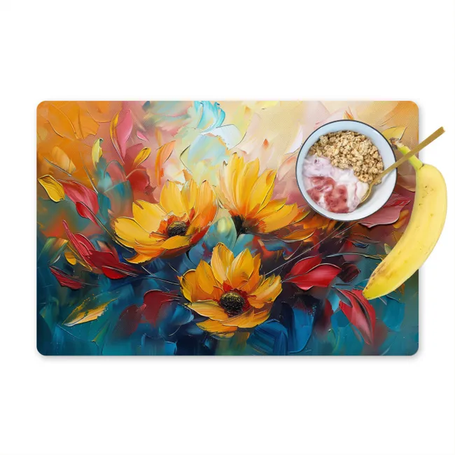 Placemat - 6 pieces - Flowers - Sunflowers - Art - Yellow
