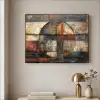 Kunst - Bruin - Abstract - Hout motief Textielframe zwart klein -sfeer2
