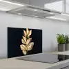 Plant - Bladeren - Goud - Zwart - Luxe keuken achterwand spatscherm klein -3d_schuin