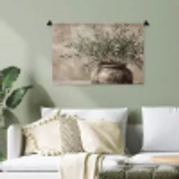 Olijfplant - Aardenpot - Abstract - Beige Wandkleed katoen klein -sfeer7