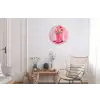 Roze - Bloemen - Cowboy Wandcirkel aluminium klein -woonkamer