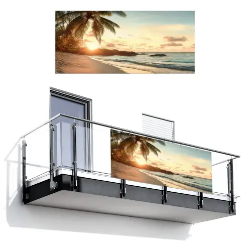 Strand - Palmbomen - Oceaan - Zonsondergang Balkonbeschermer Duitsland klein -3d