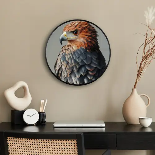 Vogel - Realistisch - Veren - Bruin Fotolijst rond zonder passe partout klein -sfeer1