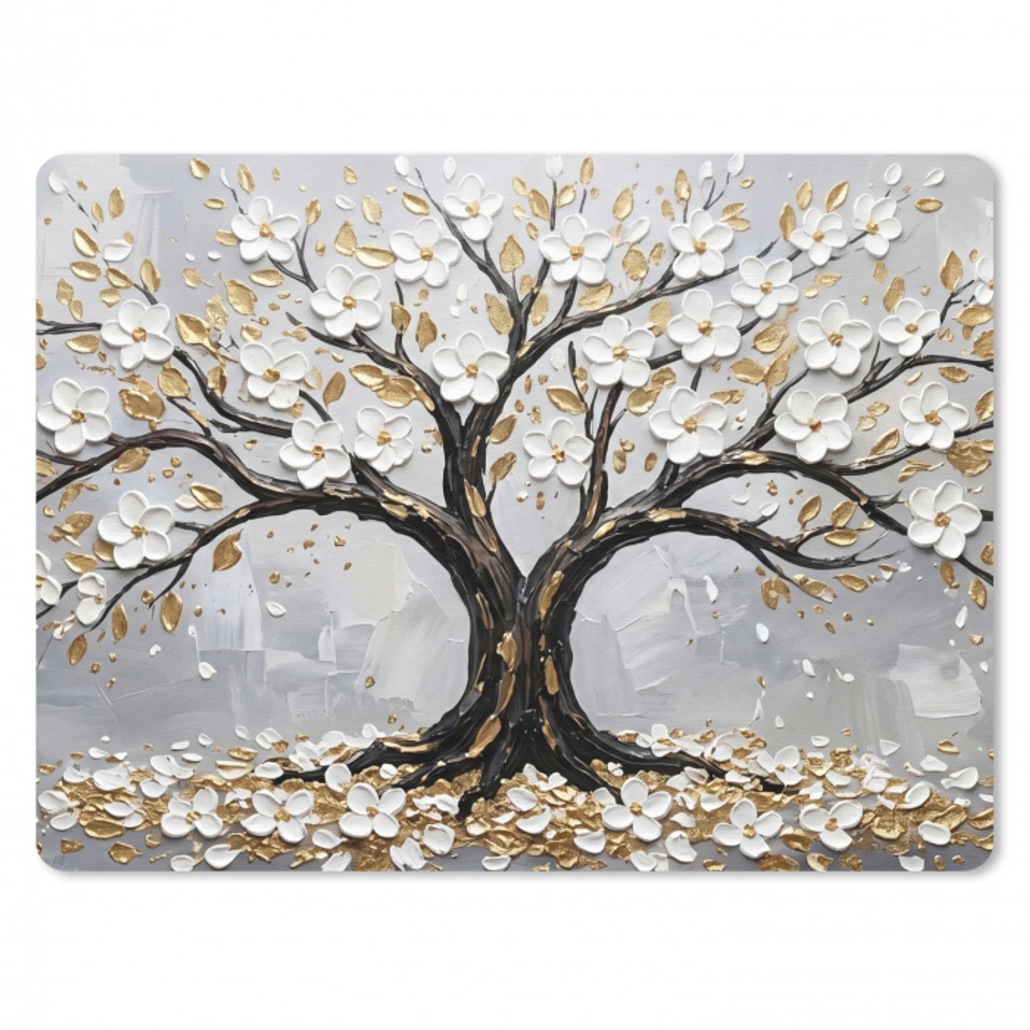 Boom - Bloemen - Natuur - Abstract - Wit muismat rubber klein -3d
