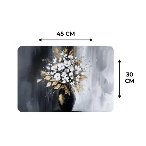 Bloemen - Wit - Vaas - Abstract Placemat vinyl groot -specs