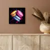 Macarons - Dessert - Graffiti - Kleurrijk - Roze - Blauw - Geel aluminium wit klein -sfeer4