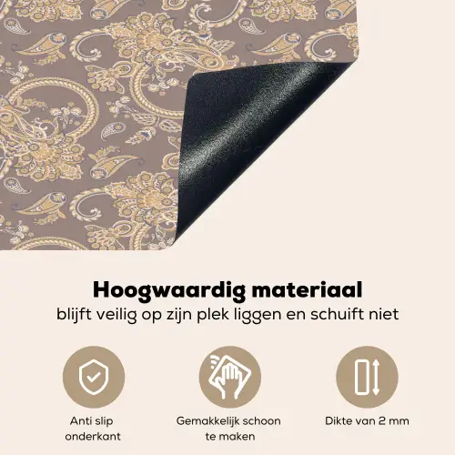 Oosters - Bloemen - Beige - Grijs Inductie beschemer met haakjes klein 777 -ky-onderkant-nl