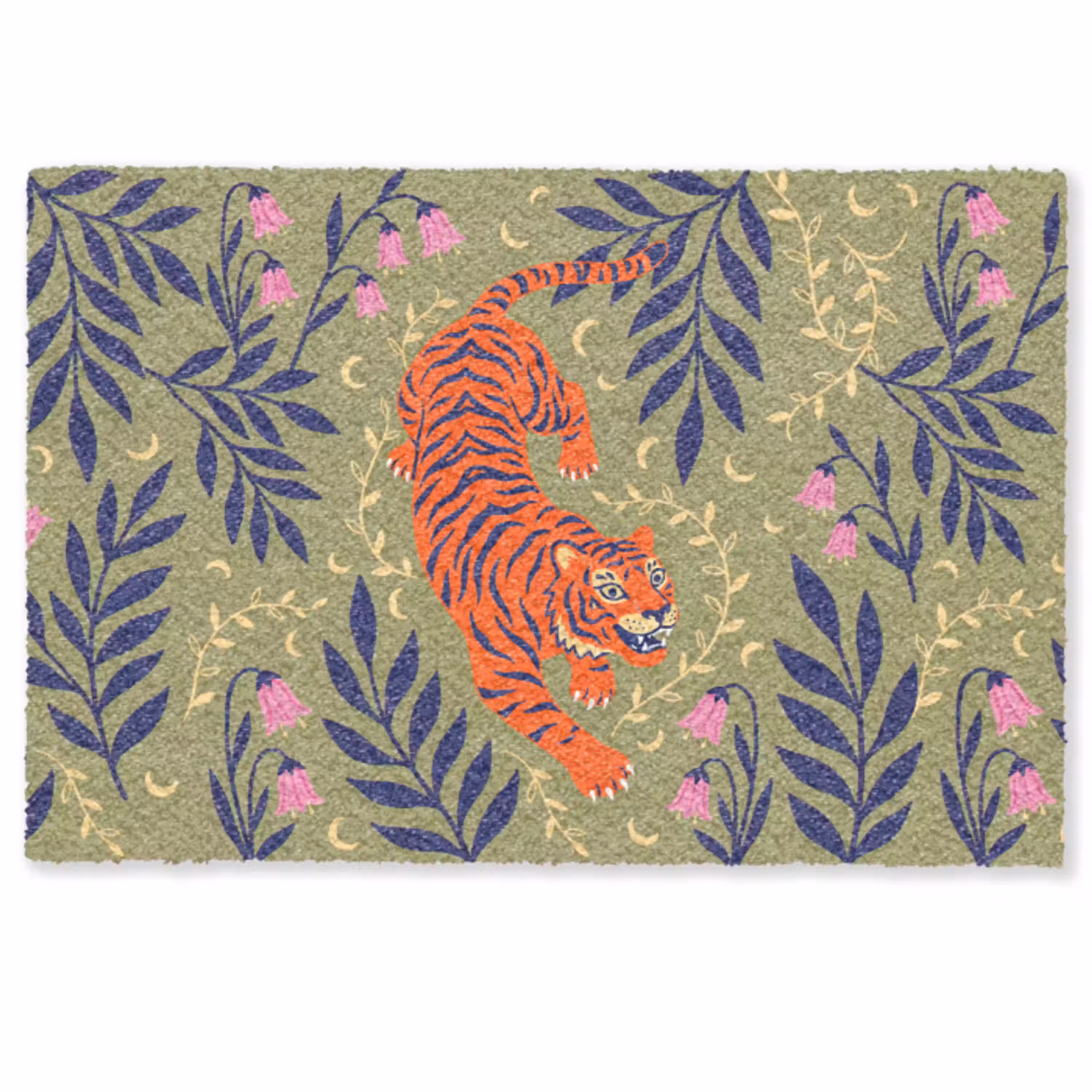 Tijger - Bladeren - Dieren - Illustratie - Oranje Deurmat klein -zkaufland3d