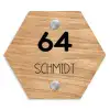Licht hout - Modern Naambord Hexagon klein -3d