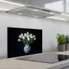Wit - Bloemen - Tulpen - Vaas keuken achterwand spatscherm klein -3d_schuin