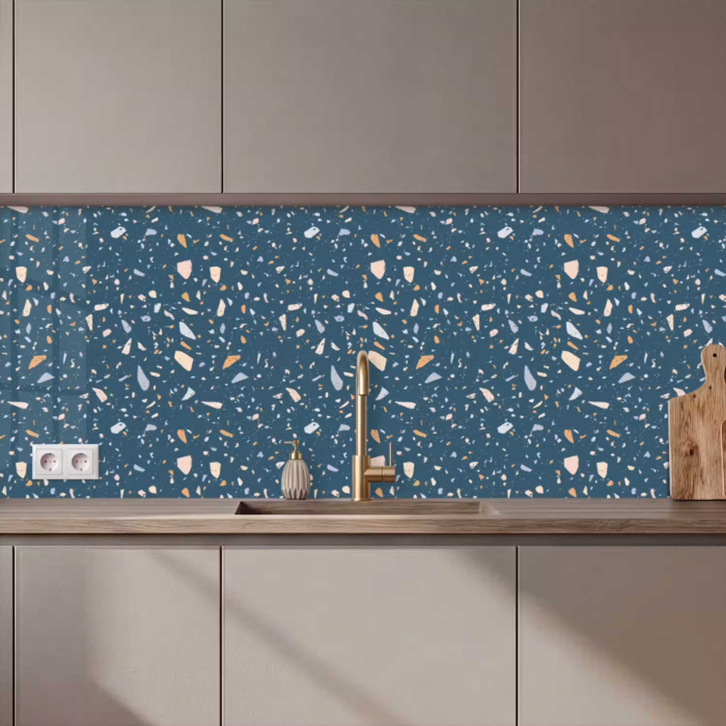 Terrazzo -  Patroon - Kleurrijk - Diep blauw keuken achterwand 2 middel 871 zz_3dshopping