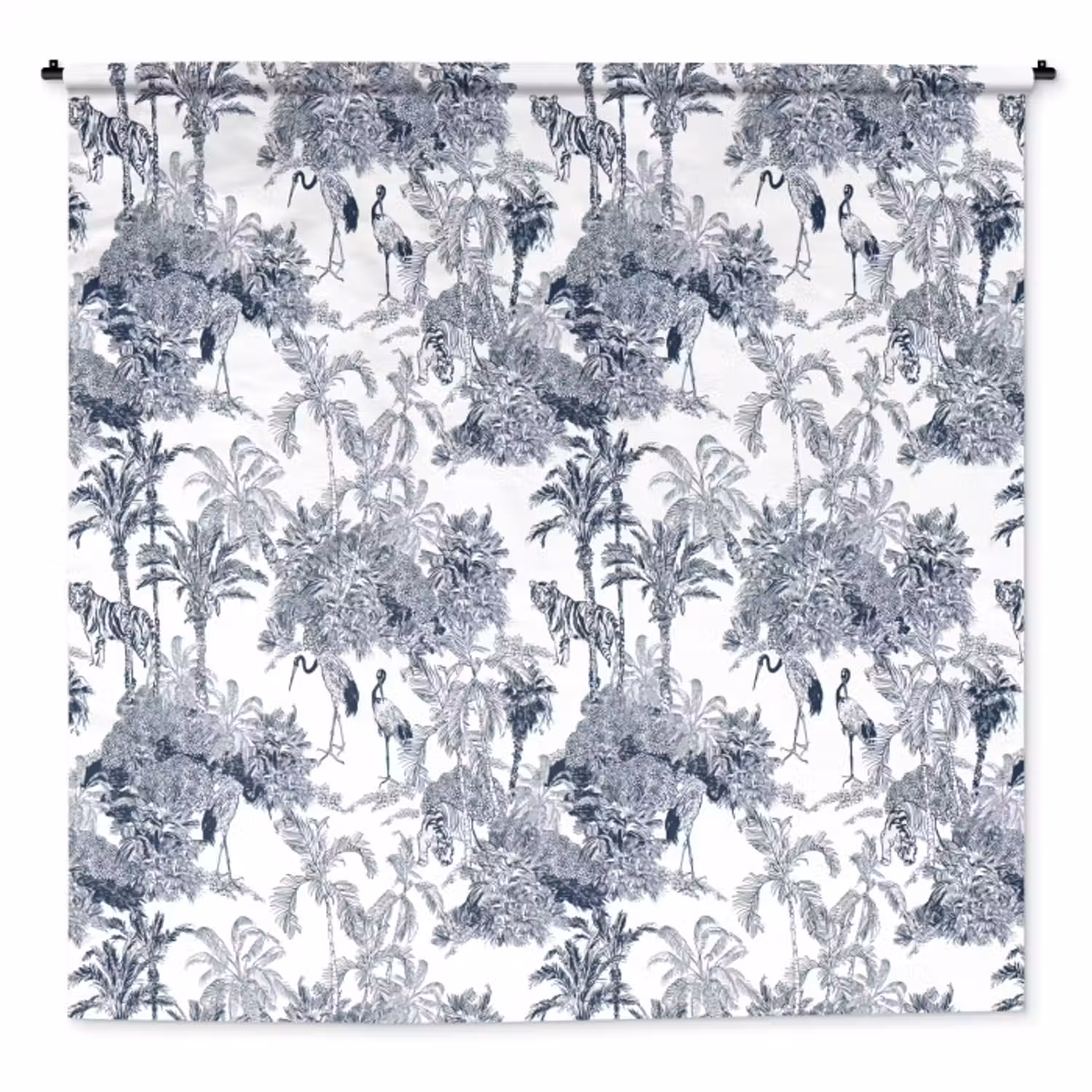 Wandkleed - Palmbomen - Jungle - Abstract - Blauw