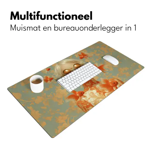 Goudvissen - Oranje - Vrouw - Blond Muismat XXL klein -sfeer4