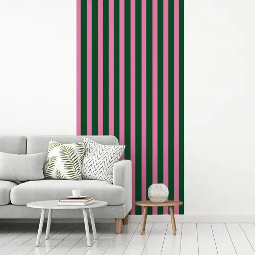 Verticale strepen - Groen - Roze fotobehang vinyl groot 64 -woonkamer