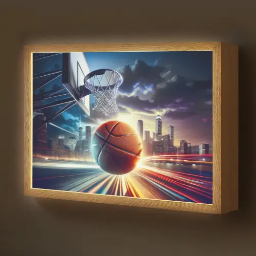 Basketbal - Sport  - Basket - Stad Light Box met batterij (Wandlamp kind) middel -z3d_website