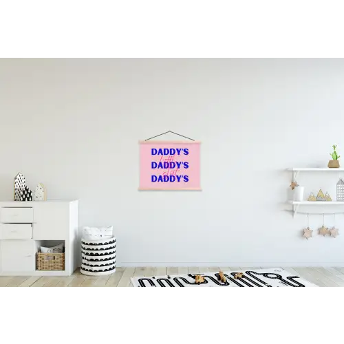 Daddy's - Blauw - Blokletters textielposter latten blank klein -kinderkamer