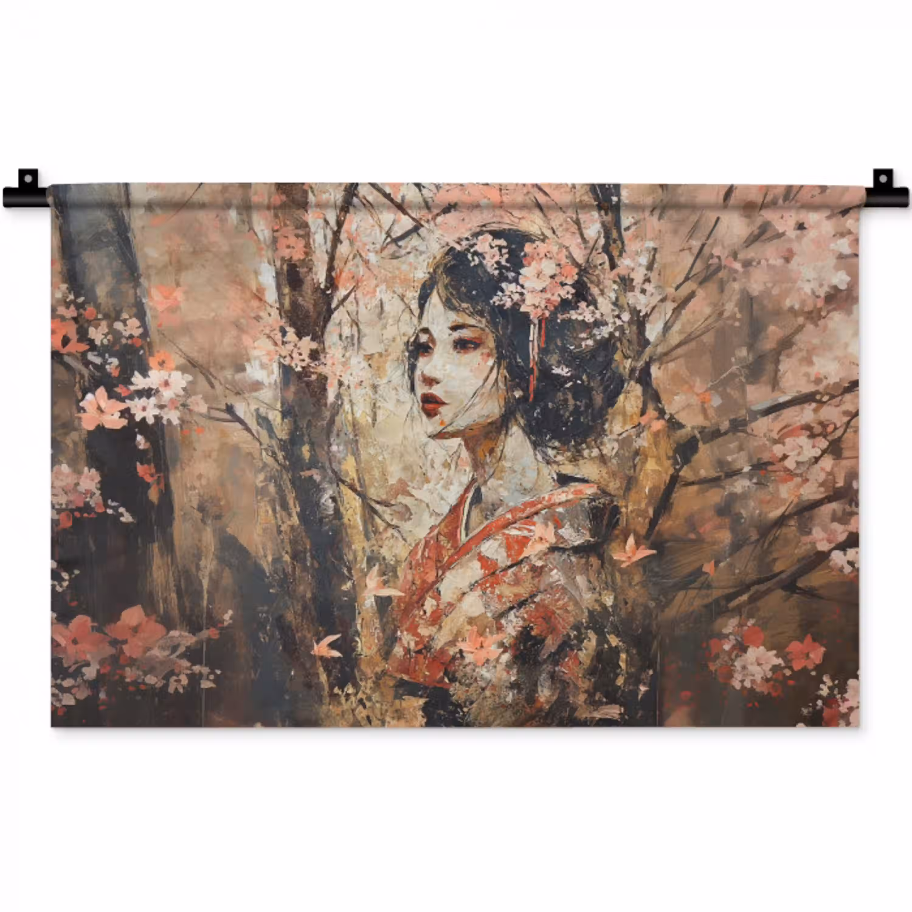 Kimono - Vrouw - kersenbomen Wandkleed katoen klein -zz3d