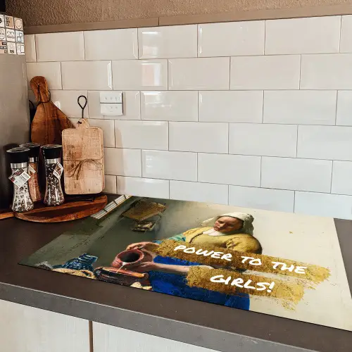 Melkmeisje - Goud - Quotes - Schilderij - Oude meesters Inductie beschermer vinyl 3mm klein -sfeer3