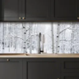 Berkenbomen - Sneeuw - Winter - Bos - Wit keuken achterwand 2 middel -sfeer1
