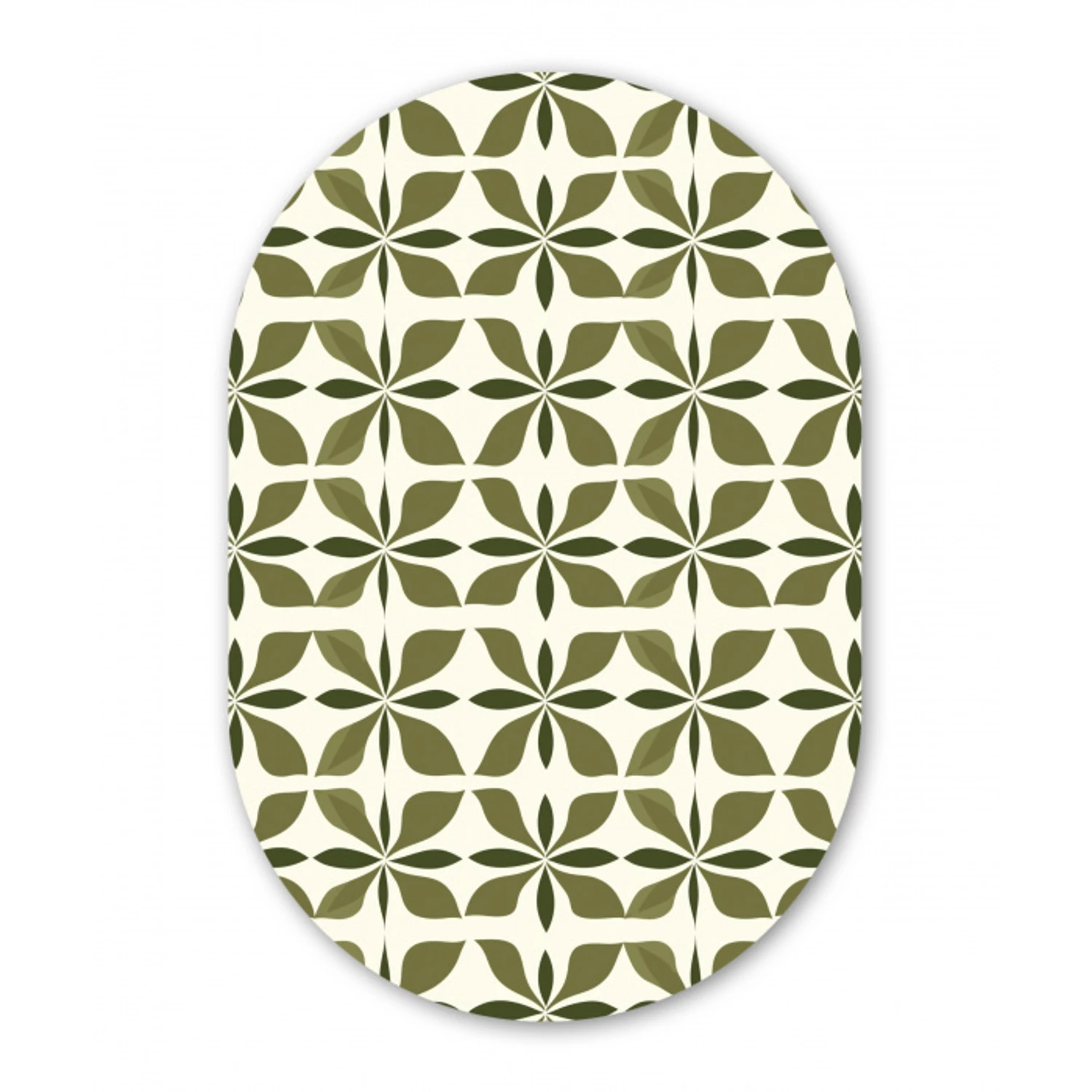 Botanisch - Retro - Groen Wandcirkel Ovaal Aluminium middel 839 -3d