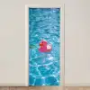 Badeend - Dobberend - Roze deurposter klein -3d_beige