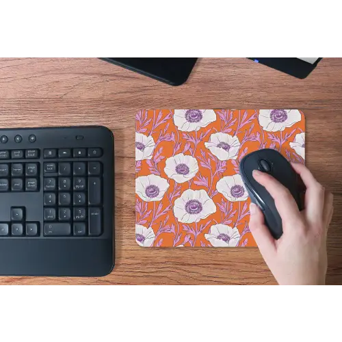 Bloemen - Grafisch - Oranje muismat rubber klein 262 -toetsenbord
