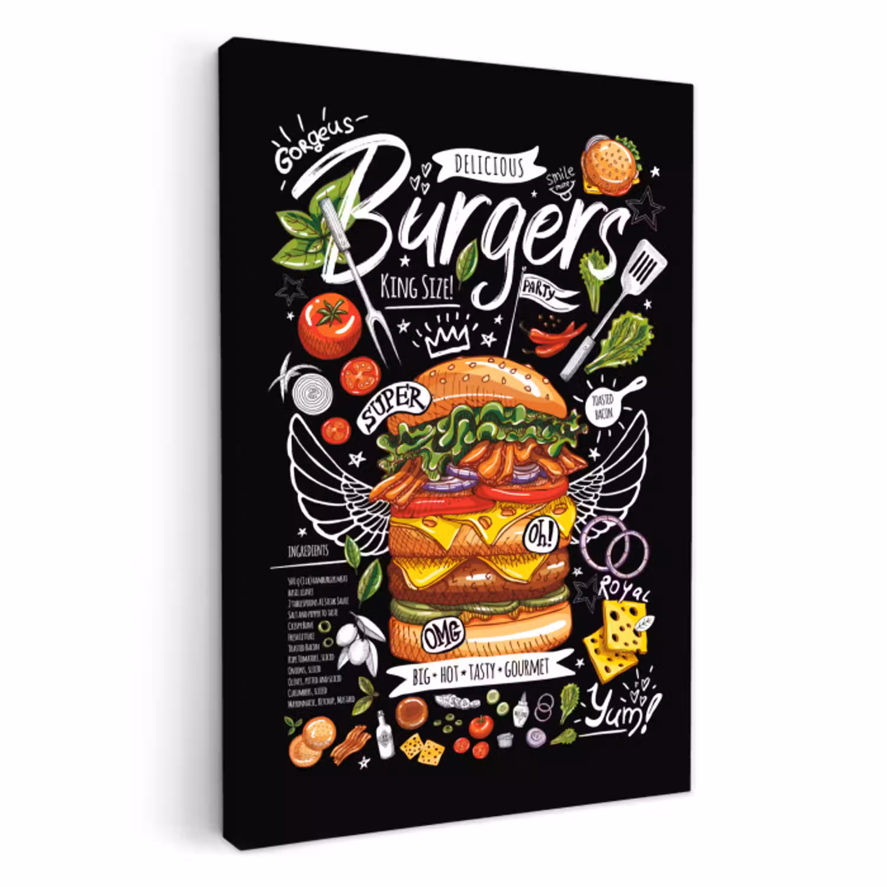 Burger Banquet KitchenYeah - Keuken - Canvas klein -3d