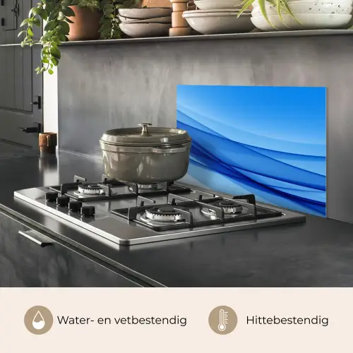 Golven - Helder - Blauw keuken achterwand spatscherm klein -usp_NL