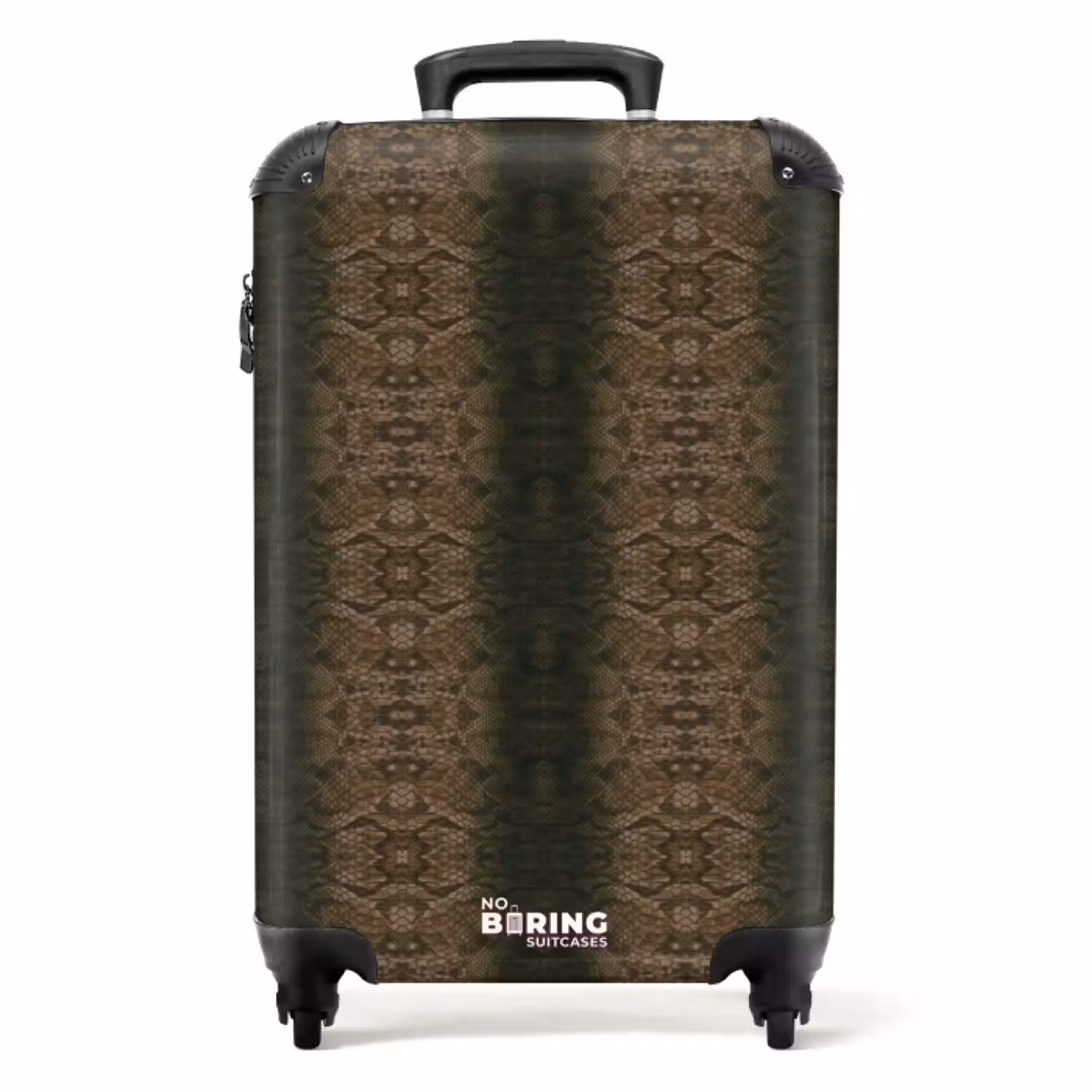 Bruin koperen slangenhuid met symmetrische schubstructuur NBS - Handbagage koffer - Volwassenen Unisex middel -productfoto_recht