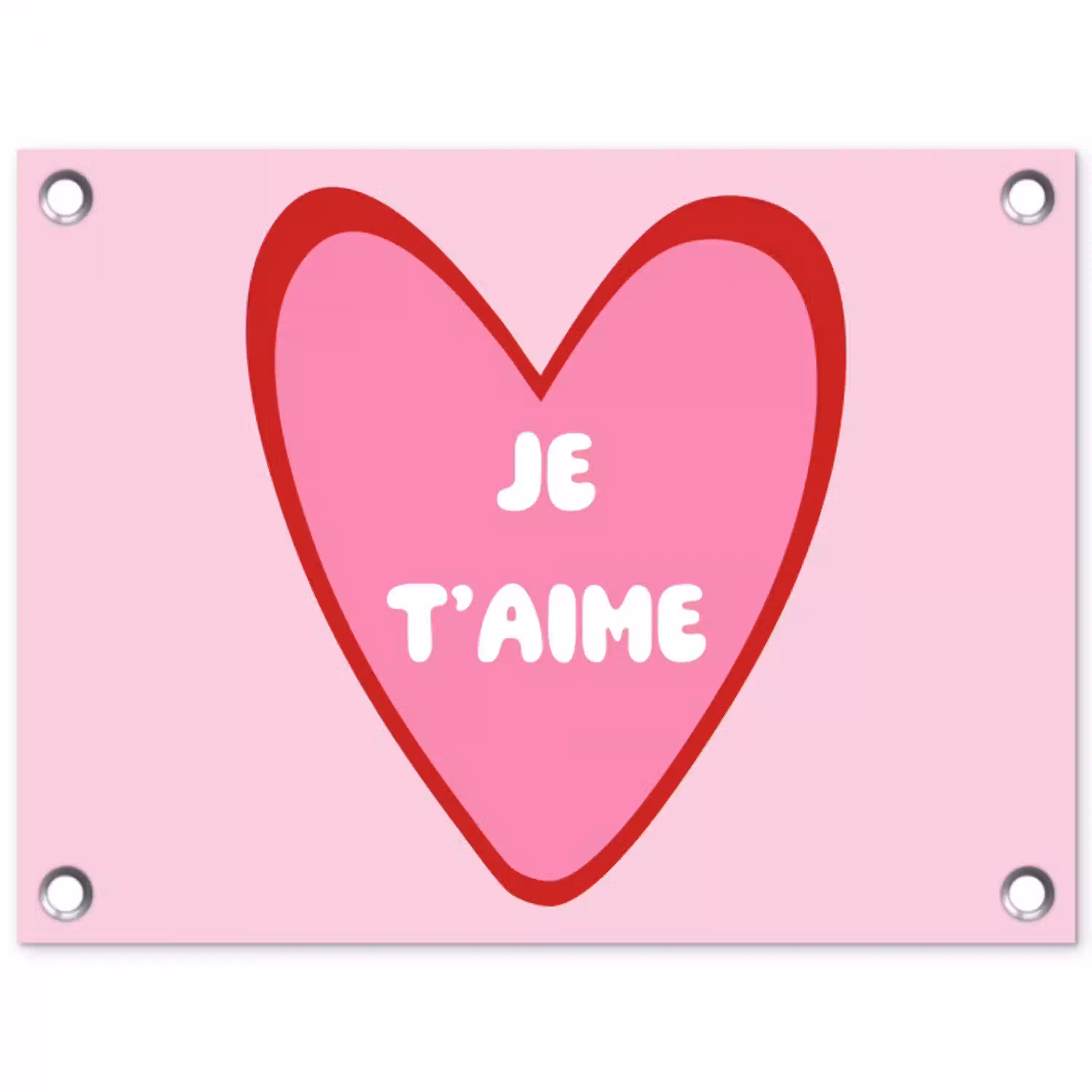 Hart - Frans - Valentijn - Roze tuinposter los doek klein -3d