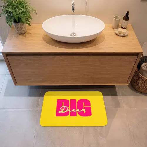 Dream big - Geel - Roze Badmat klein -sfeer1
