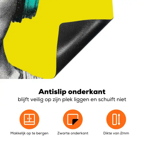 Vrouw - Koptelefoon - Geel Inductie beschermer vinyl 3mm klein -zzzzzzz-td-onderkant