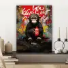 Chimpansee voor graffiti muur canvas 2cm klein -sfeer6
