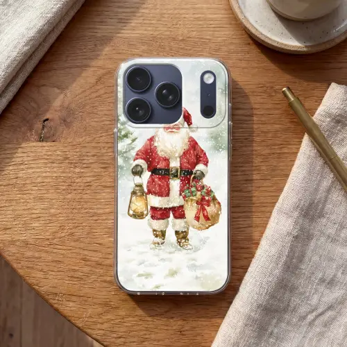 Kerstman- Winter - Sneeuw - Wit - Rood Telefoonhoesje iPhone 17 Pro klein -sfeer1