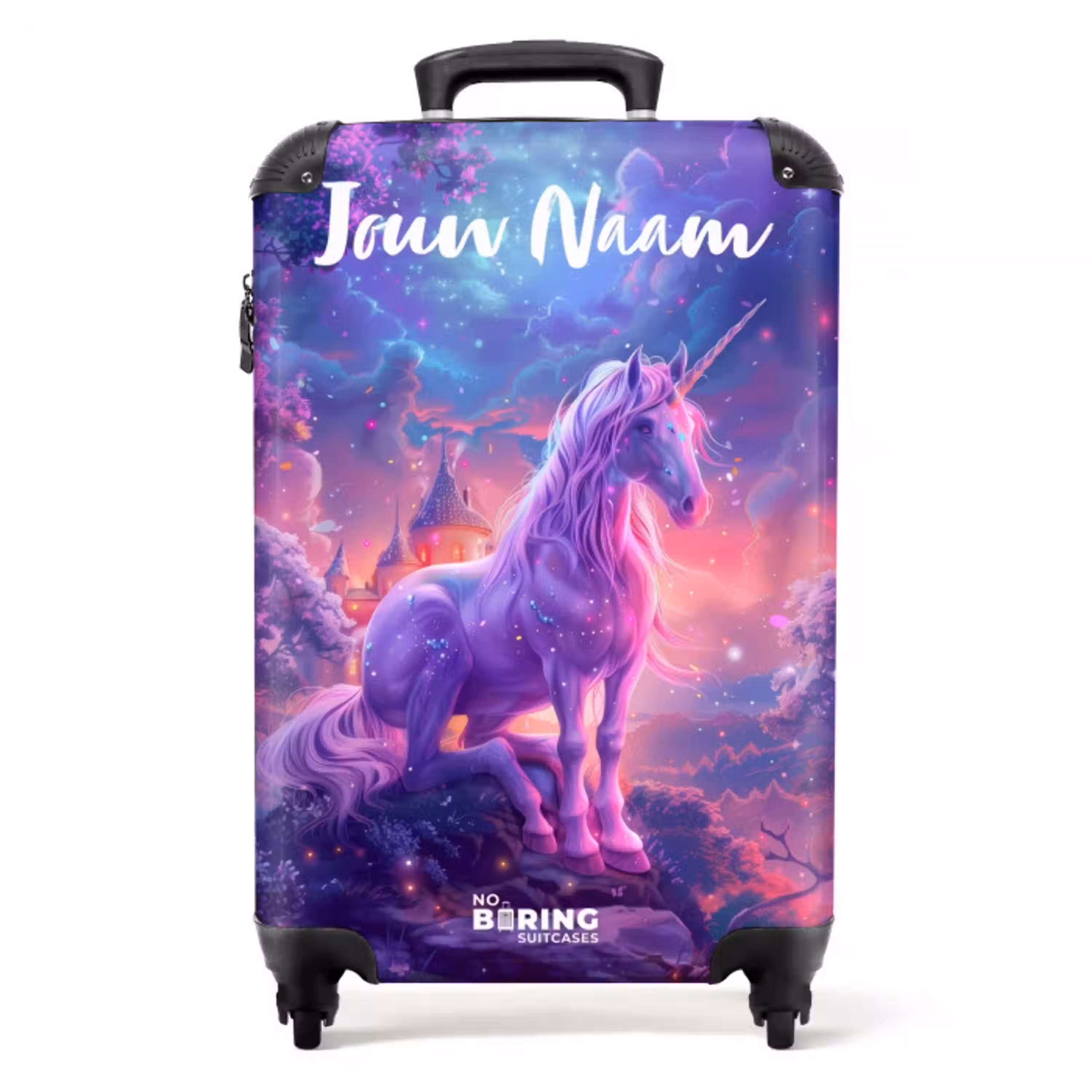 Paarse Eenhoorn in Magische Omgeving NBS - Handbagage koffer - Kinderen Unisex middel -productfoto_recht