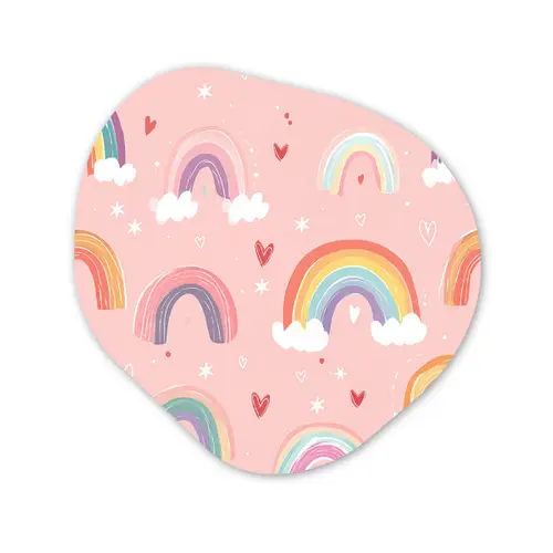 Regenboog - Patroon - Pastel - Handgetekend Wandcirkel Organisch Forex 3mm klein -3d