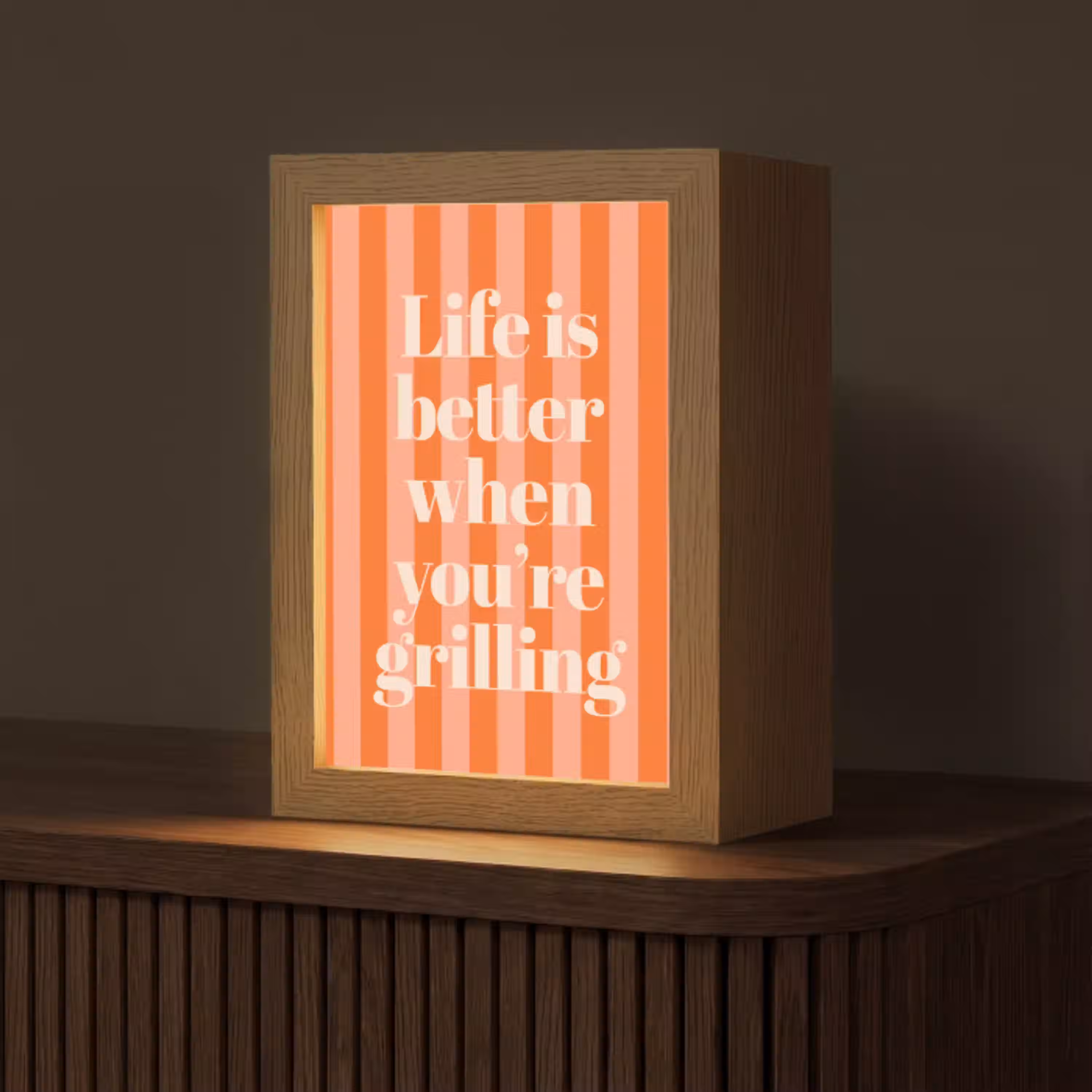 Tekst - Gestreept - Oranje - Zomer Light Box met kabel (Tafellamp) klein -z3d_website