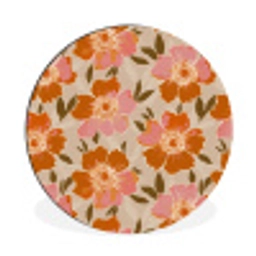 Bloemen - Motief - Retro Wandcirkel aluminium klein 190 -3d