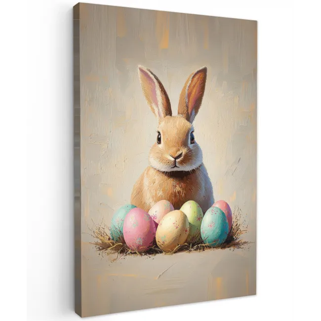 Paashaas - Pastel - Eieren Tuinposter op houten frame 2 cm dik klein -3d