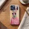 Grijs - Konijn - Blouse - Strik Telefoonhoesje iPhone 17 Pro klein -sfeer1