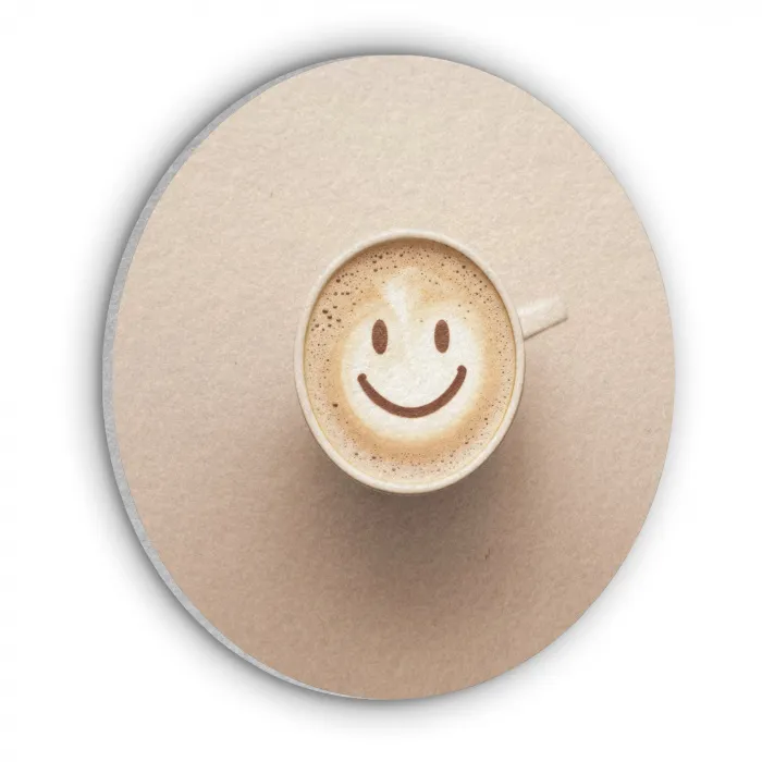 Koffie - Melkschuim - Lach - Beige Akoestische PET Vilt - Rond klein -3d